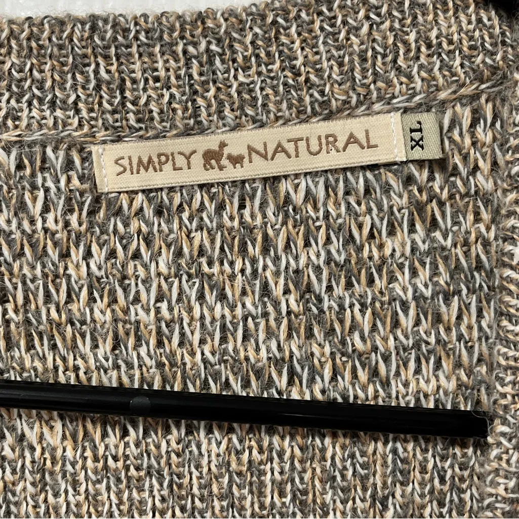 Simply Natural Alpaca Blend Linda Cape open front cardigan sweater in natural XL Brown - Image 5