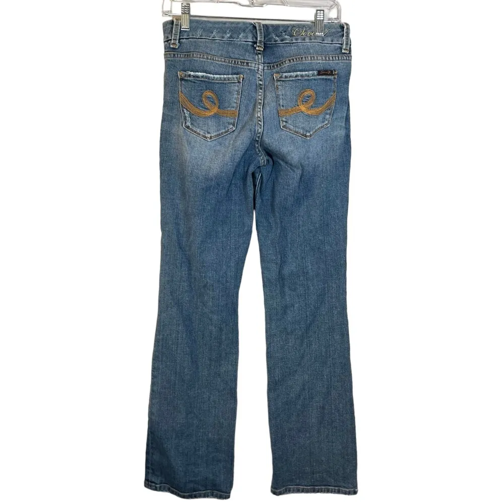 Seven7 Jeans Bootcut Distressed Denim Jeans Medium Wash Size 4 - Image 6