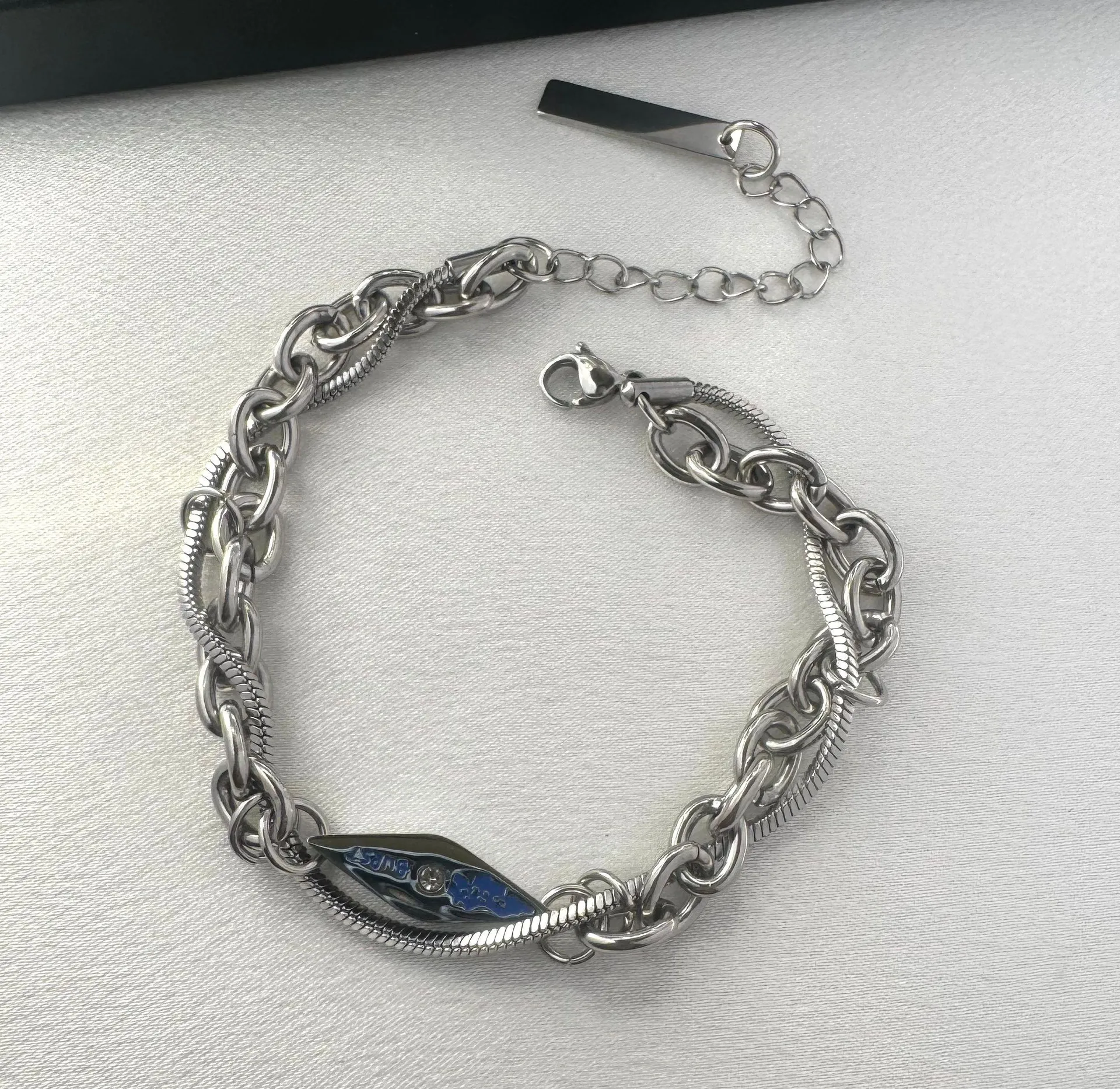 Link Chain Bracelet for Men Women Streetwear Punk Hip Hop Unisex Style Silver - Image 2