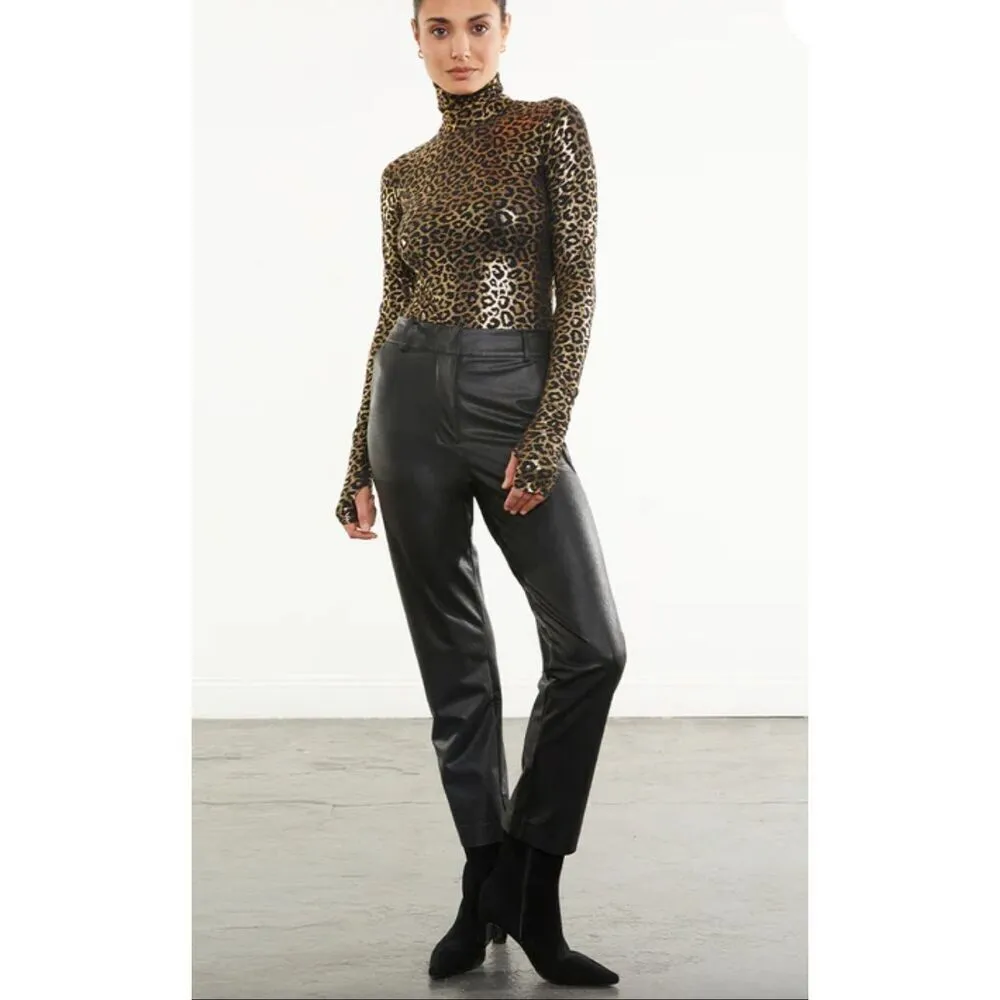 Commando Womens High Rise Faux Leather 7/8 Cropped Trouser Pants Black Medium - Image 3