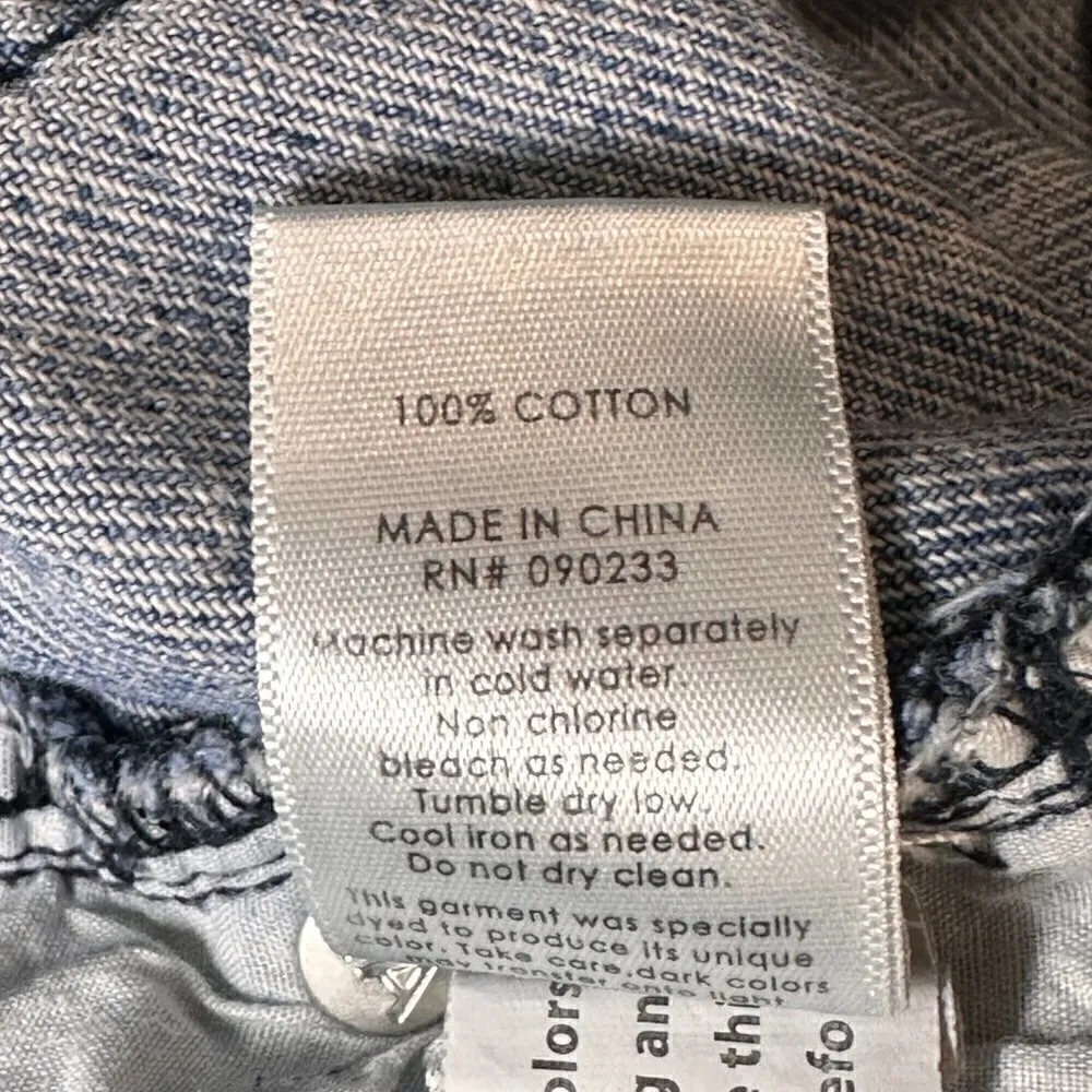 Pacsun High Waist Firework Stripe Denim Sewn Cuff Mom Short - Image 6