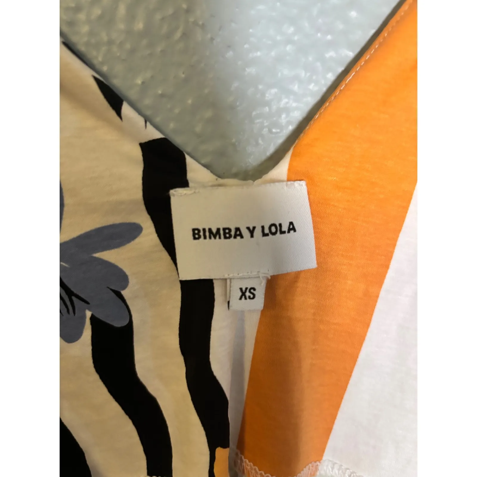 Bimba Y Lola Mixed Print Wrap Tank Top Size XS Stripe Floral Orange Beach Swim - Image 3