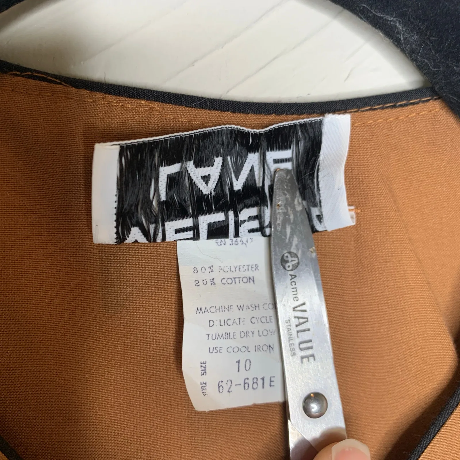 Vintage Cropped Bolero Jacket Rust Black Piping Sz Small Brown - Image 8