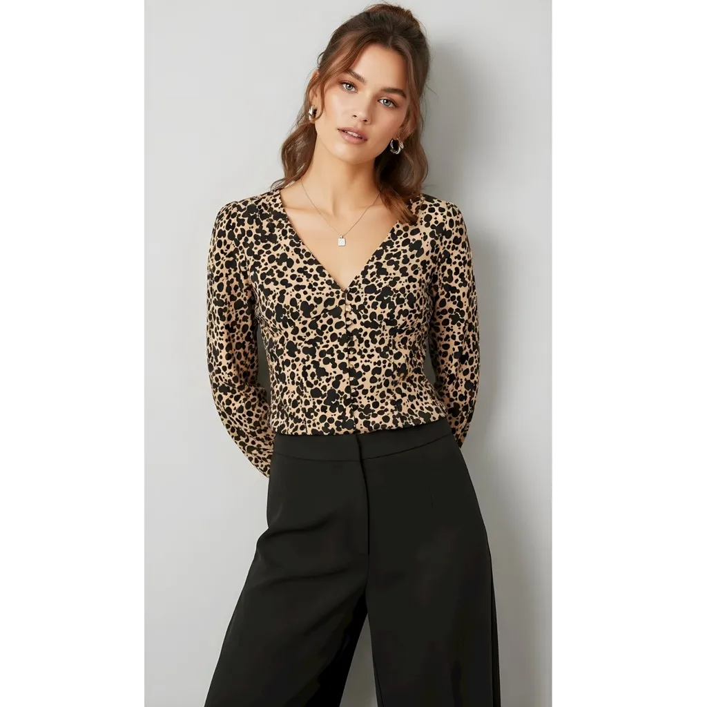 REFORMATION Nell Long Sleeve Blouse, Blitz, XS - Image 2
