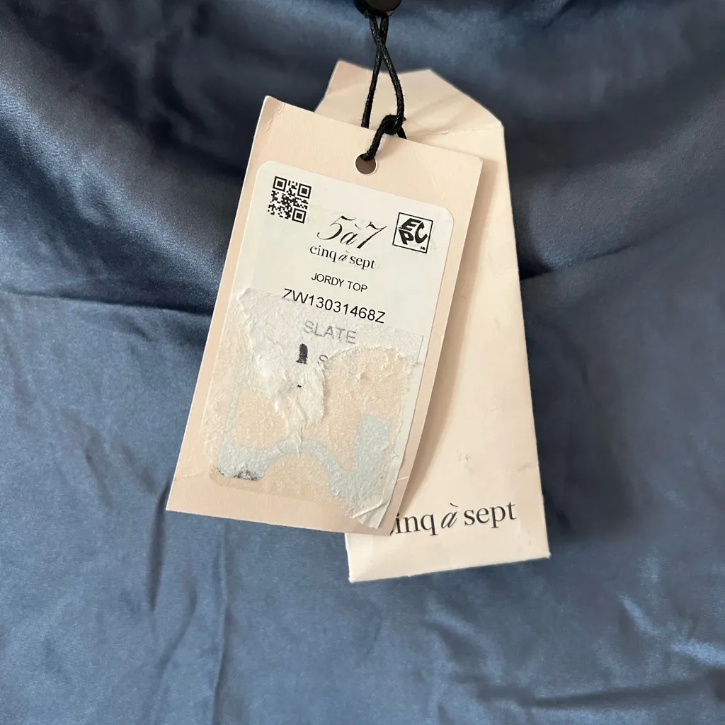Cinq a sept 5a7 jordy silk long sleeve blouse top in slate sz small Blue - Image 6