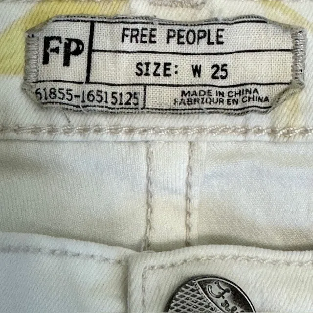 Free People Floral Printed High Rise Skinny Jeans Casual‎ Everyday Style Size 25 - Image 11