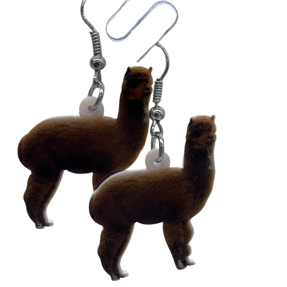 NEW brown double sided llama or alpaca earrings - Image 6