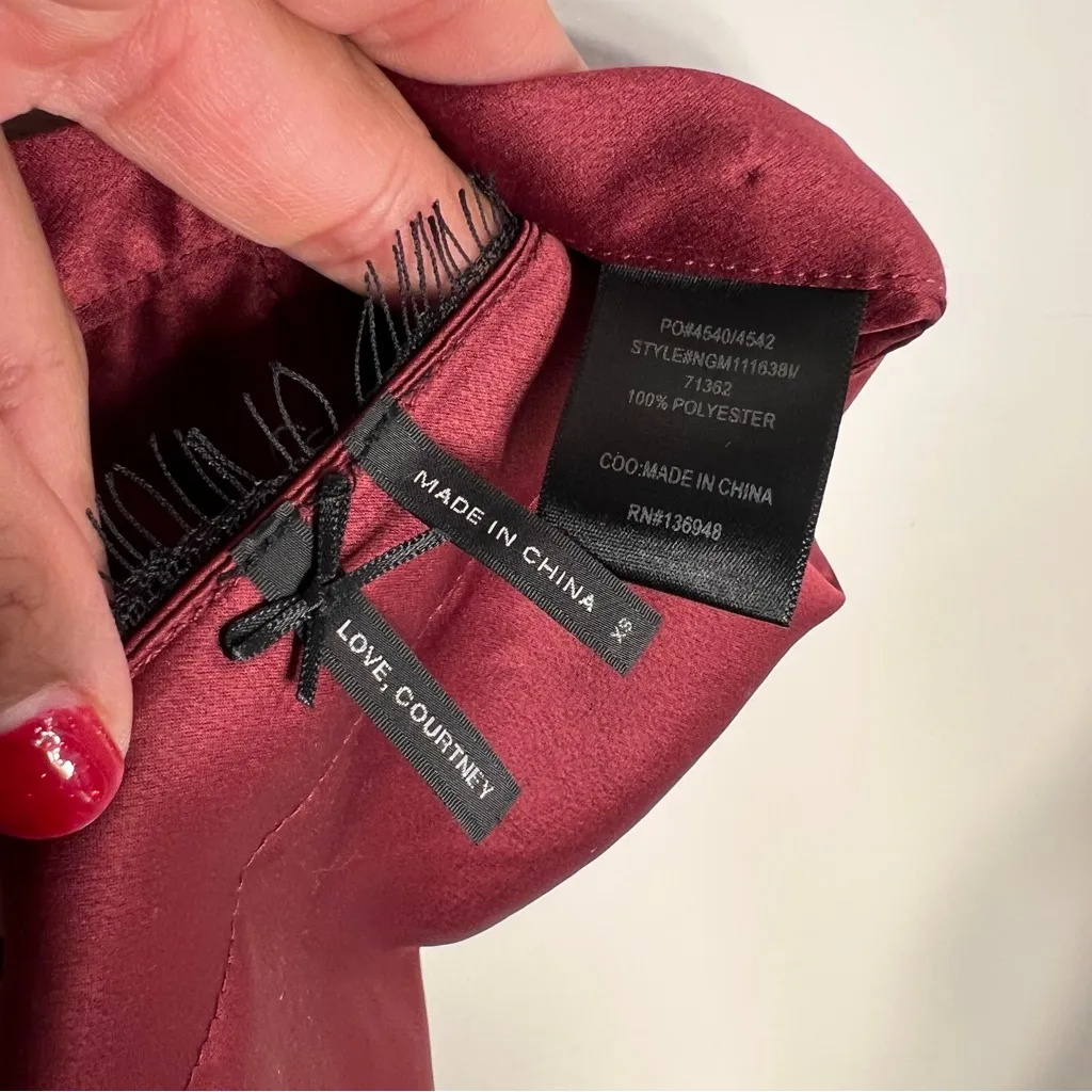 Goth Burgundy Lace Trim Crop Top size XS Red - Image 10