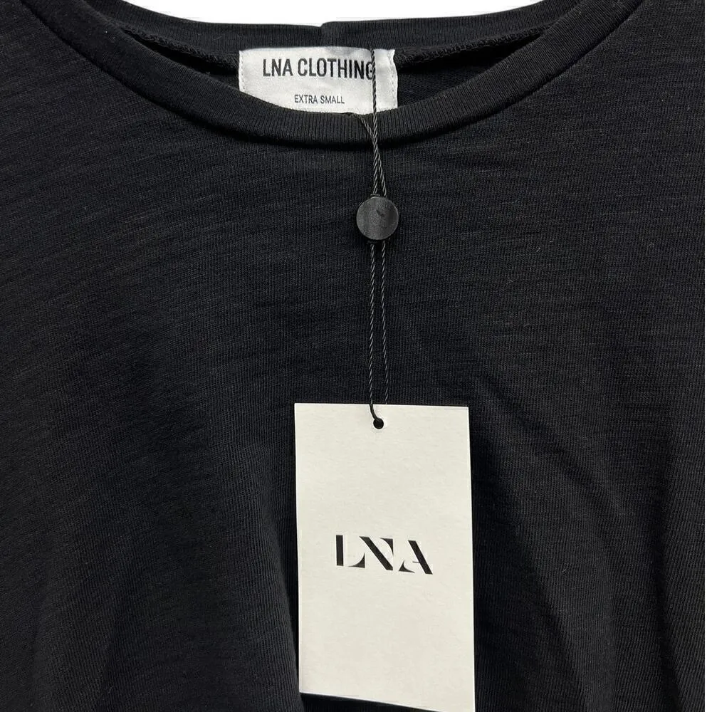 LNA Frankie Fitted T-shirt Dress with Front Twist/cutout in Black size XS NWT - Image 7