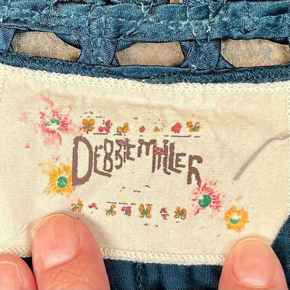 Debbie Miller Turquoise Embroidery Dress Small Green - Image 8