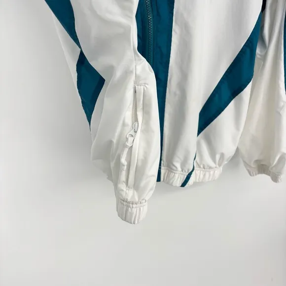Nike Vintage 90s Windbreaker Circle Logo Size Medium White Teal Retro Streetwear - Image 8