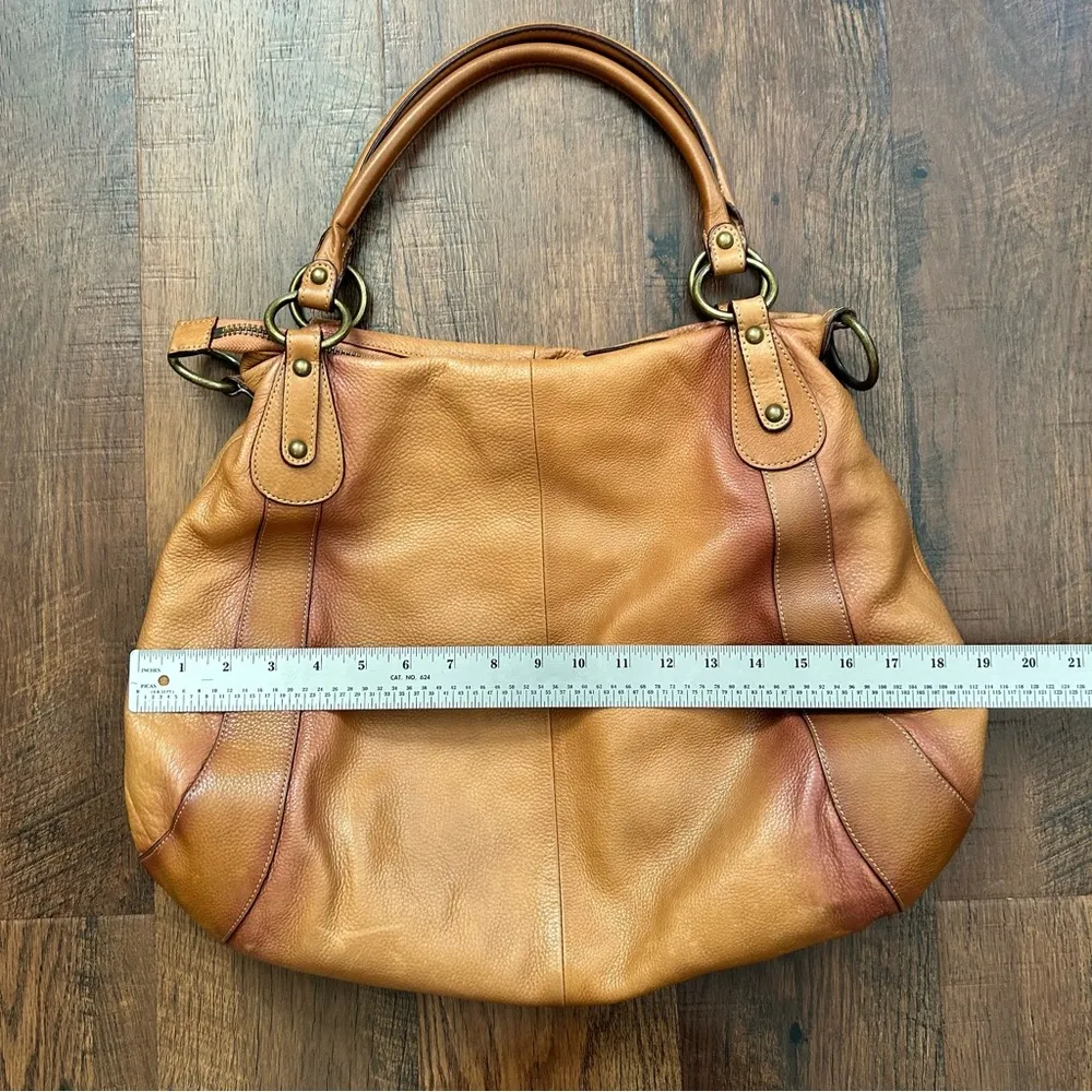 ombré tan/brown leather hobo shoulder bag - Image 9