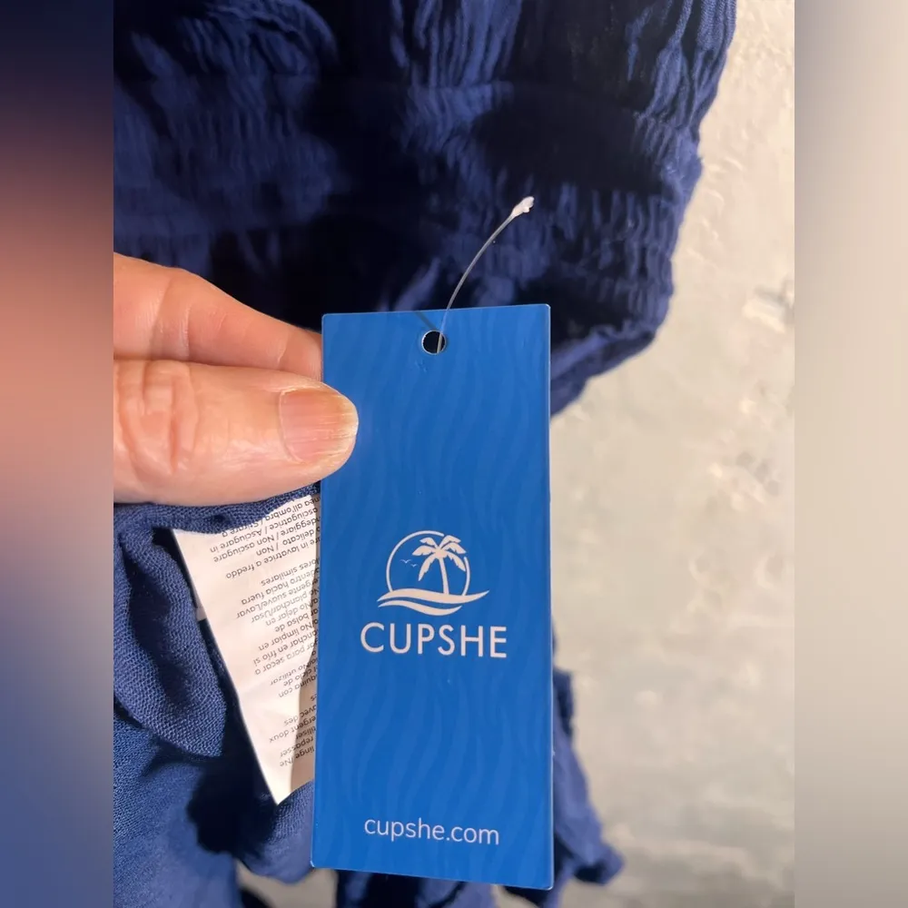 Cupshe NWT Blue Ruched Pleated Midi Sundress
Summer beach swim cover - Image 5