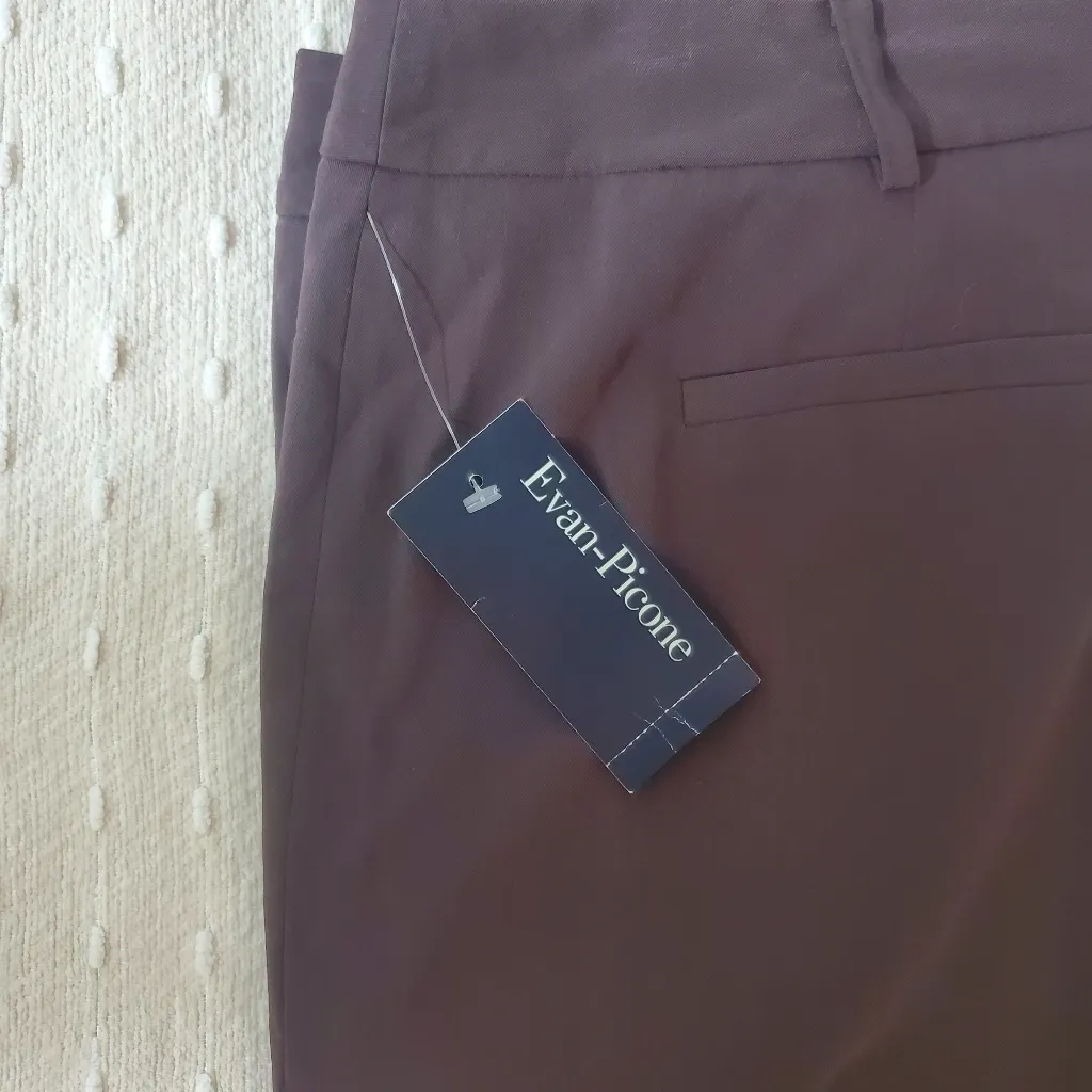 Evan-Picone Chestnut Brown Womens Stretch Wide Leg Suit Pants.‎ Size: 12 - Image 6