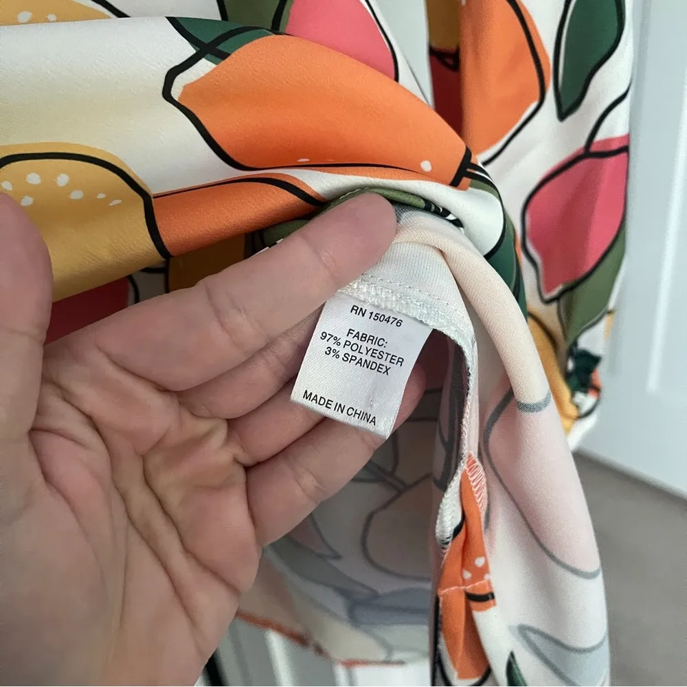 Crosby by Mollie Burch Citrus Lemon Summer Yellow Pink Blouse - Image 3