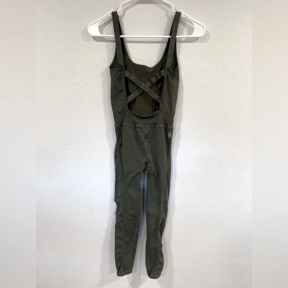Free People Movement Good Karma Onesie Jumpsuit Green XS VGUC - Image 2