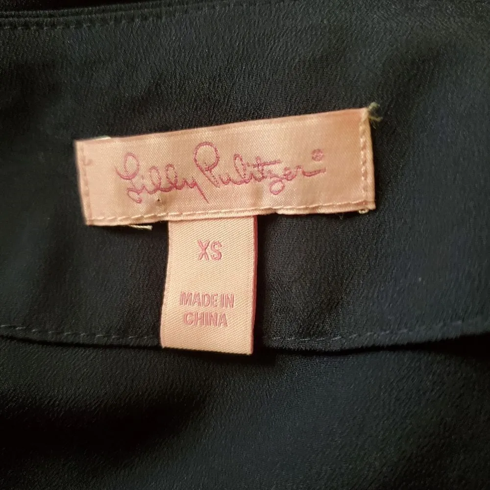 Lilly Pulitzer Navy Blue Cold Shoulder Gold Stud Neckline Blouse (XS) - Image 7