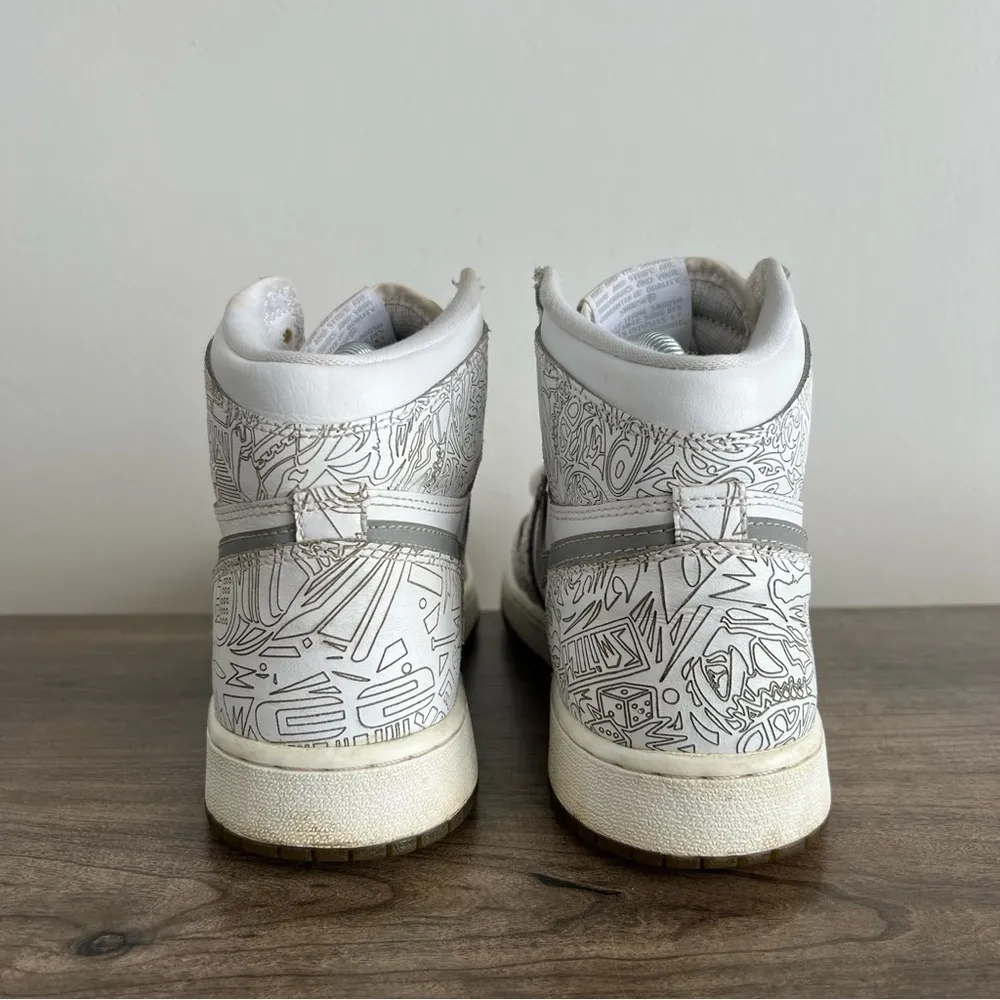 Nike Jordan 1 Retro GS Hi Top Laser White Shoe Size 7Y or 8.5 #850 - Image 5
