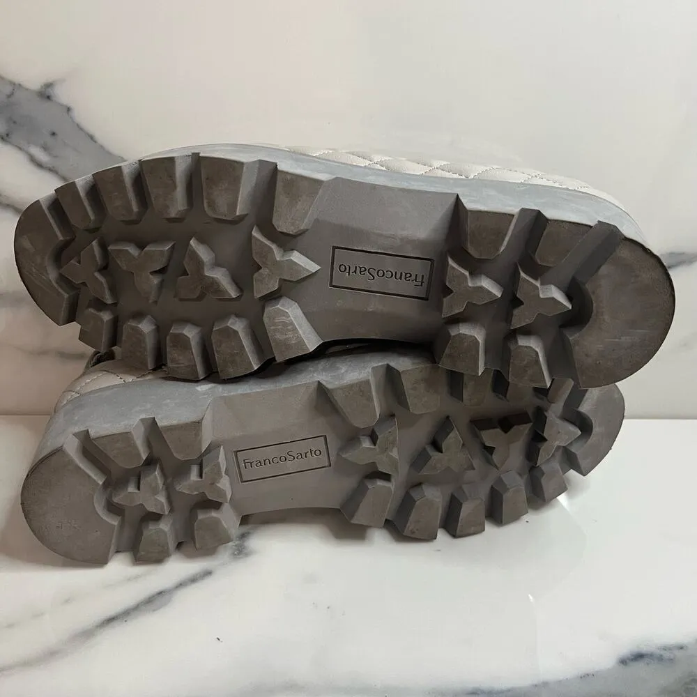 Franco Sarto | Women's Gray Quilted Faux Fur Lug Sole Bando Loafers Sz 9 - Image 8