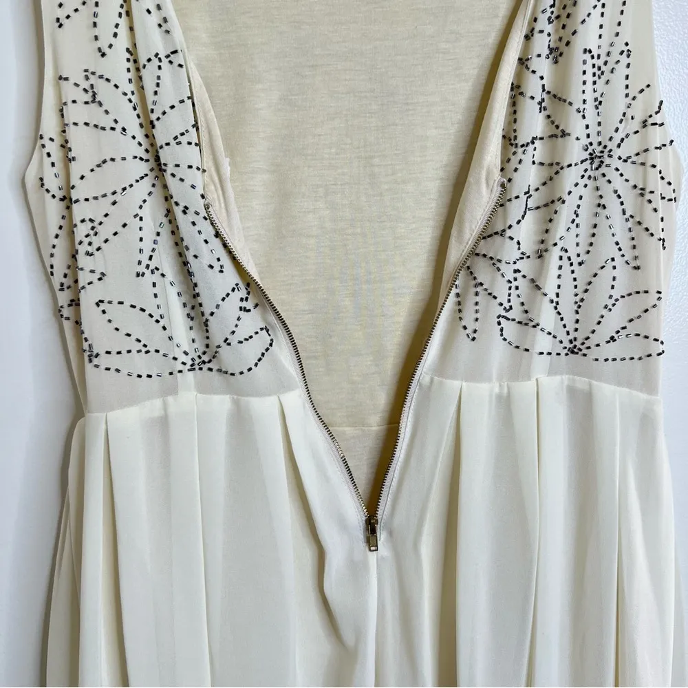 TFNC London Rubina Dress Woman’s Large Cream Beaded Floral Bodice Sleeveless - Image 13
