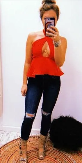 Hazel Boutique Red Tie Front Top  - Image 2