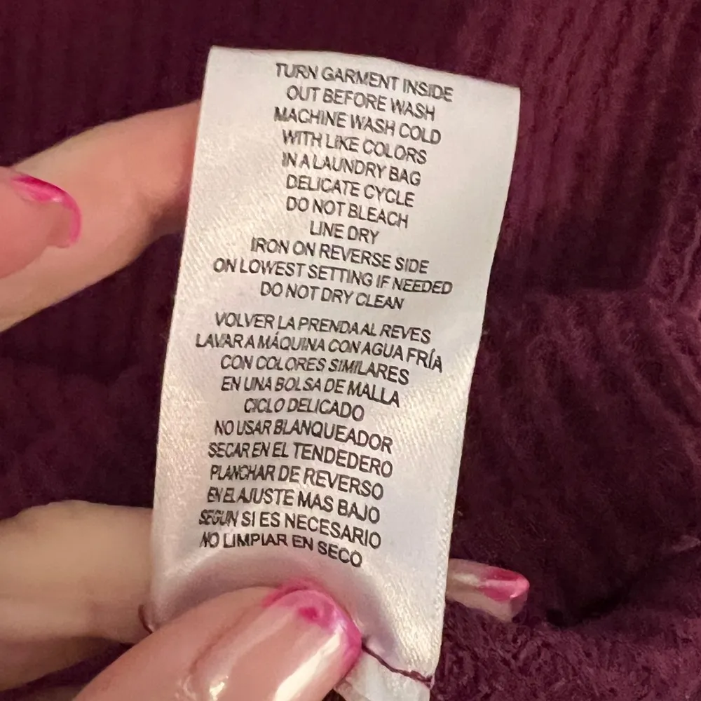 DEMOCRACY M Purple-Burgundy Cowl Neck Waffle Knit Pullover Top - Image 6