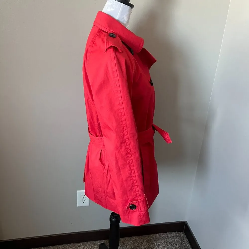 Coach New York Women’s Small Double Breasted Belt Casual Red Trench Jacket Coat - Image 6