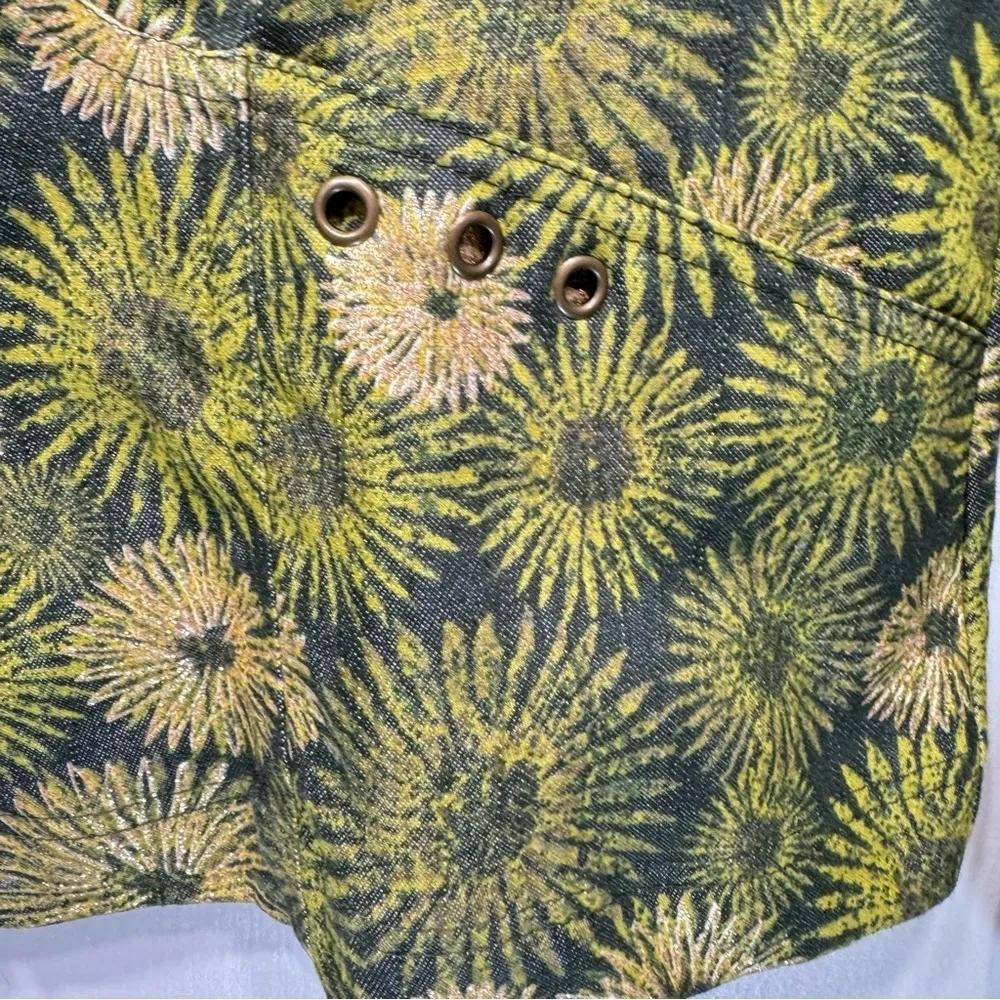 Green & Metallic Gold Retro Floral Zip Front Jacket by Christopher & Banks - Image 4