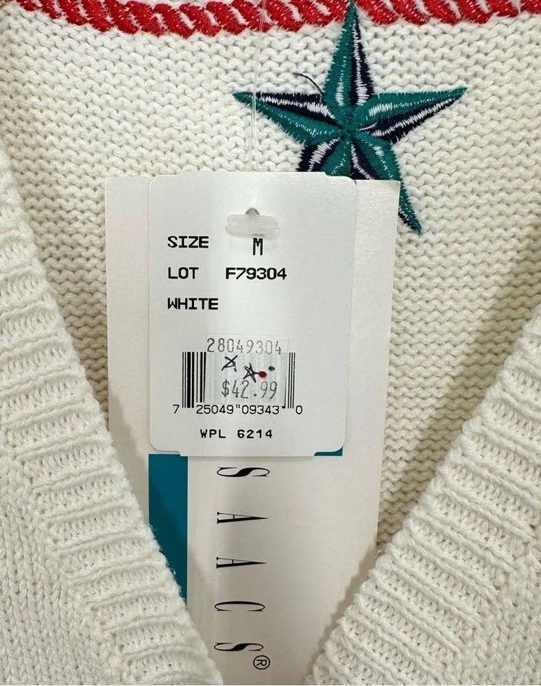 Vintage Nautical Embroidered Grannycore Coastal Sweater Vest NWT Deadstock Med Blue - Image 3