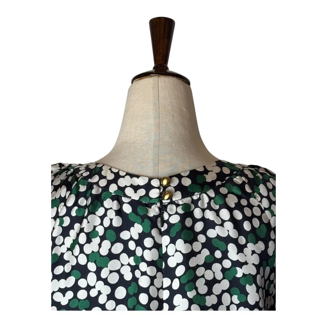 Melly M Dress Women Small Navy Blue Ivory Polka Dot Silk Puff Sleeve Mini Luxury - Image 5