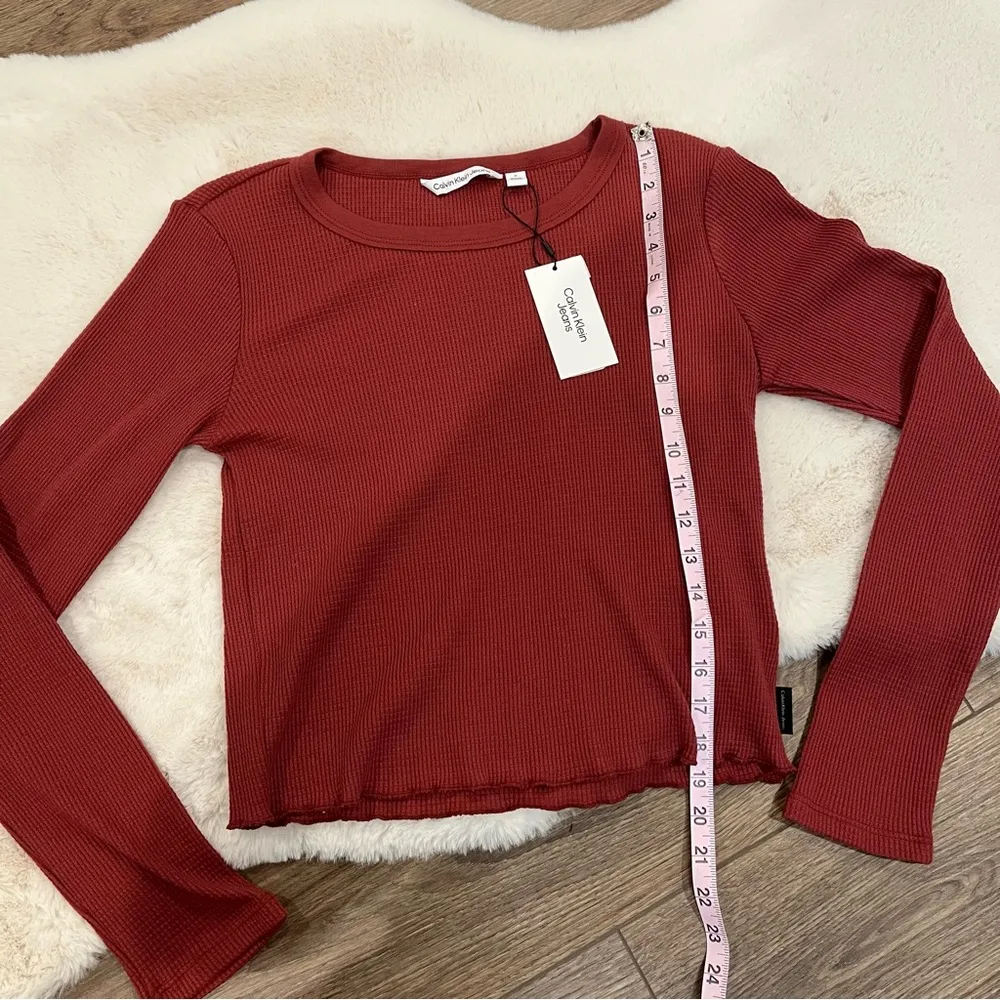 NWT Calvin Klein Long Sleeve Waffle Top Size Medium - Image 3