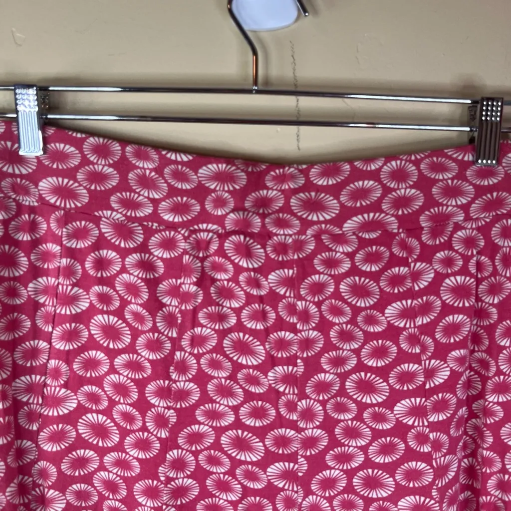 BODEN Women's Size 12 Regular Rosy Pink Flare Knit Skirt Viscose‎ Floral Office Red - Image 3
