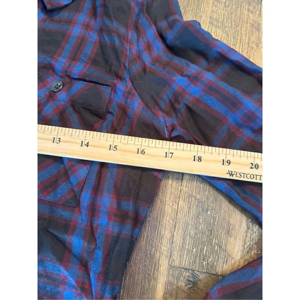 CAbi plaid button down peplum top size xs 100% rayon checkered - Image 7