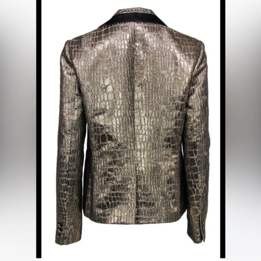 Diane von Furstenberg croc pattern gold Lame’ blazer - Image 3