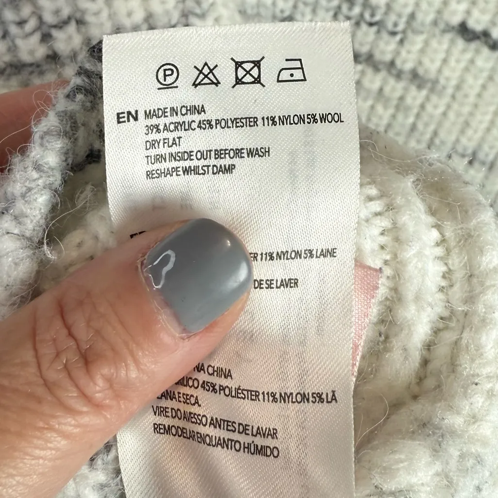 Varley Revolve Belgrave Knit Mockneck Sweater Egret & Charcoal Size Large - Image 6