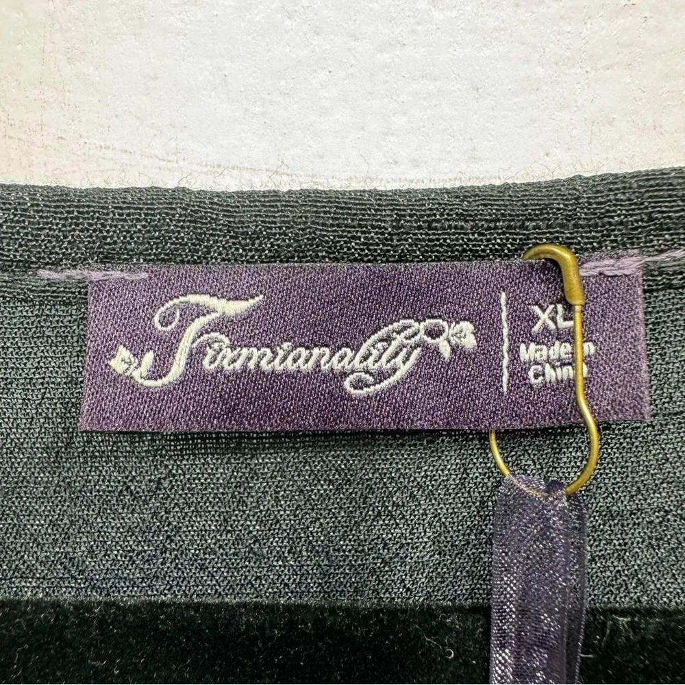 Black Crepe Tunic w Ruffles & Sequined Beige Mesh Accents by Firmiana Lily XL - Image 13