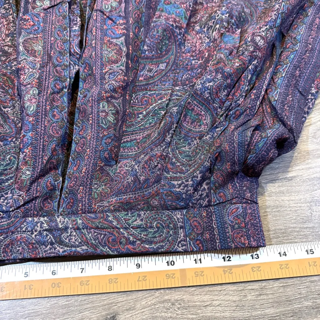 Vintage Geiger Made In Austria Dark Paisley Print Wool Skirt Size 36 Small Blue - Image 15