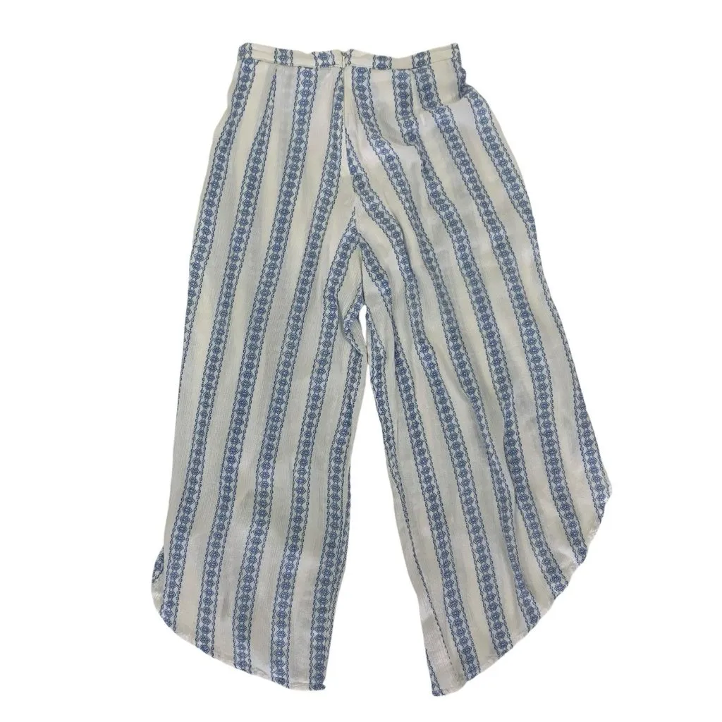 Altard State Crop Pants Small‎ Blue White Striped Tie Front Boho Casual - Image 3