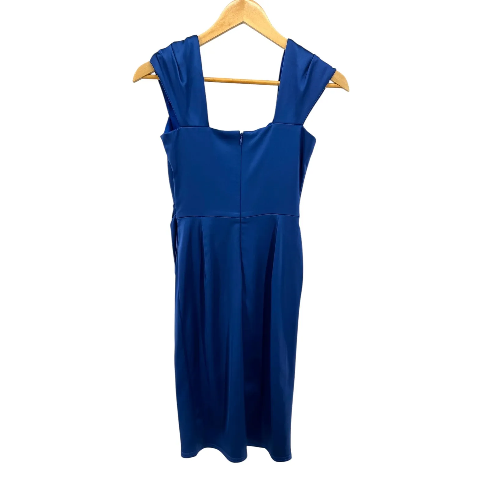Tadashi Shoji Blue Draped Pleated‎ Sheath Dress Size 0 Formal Cocktail Party - Image 2