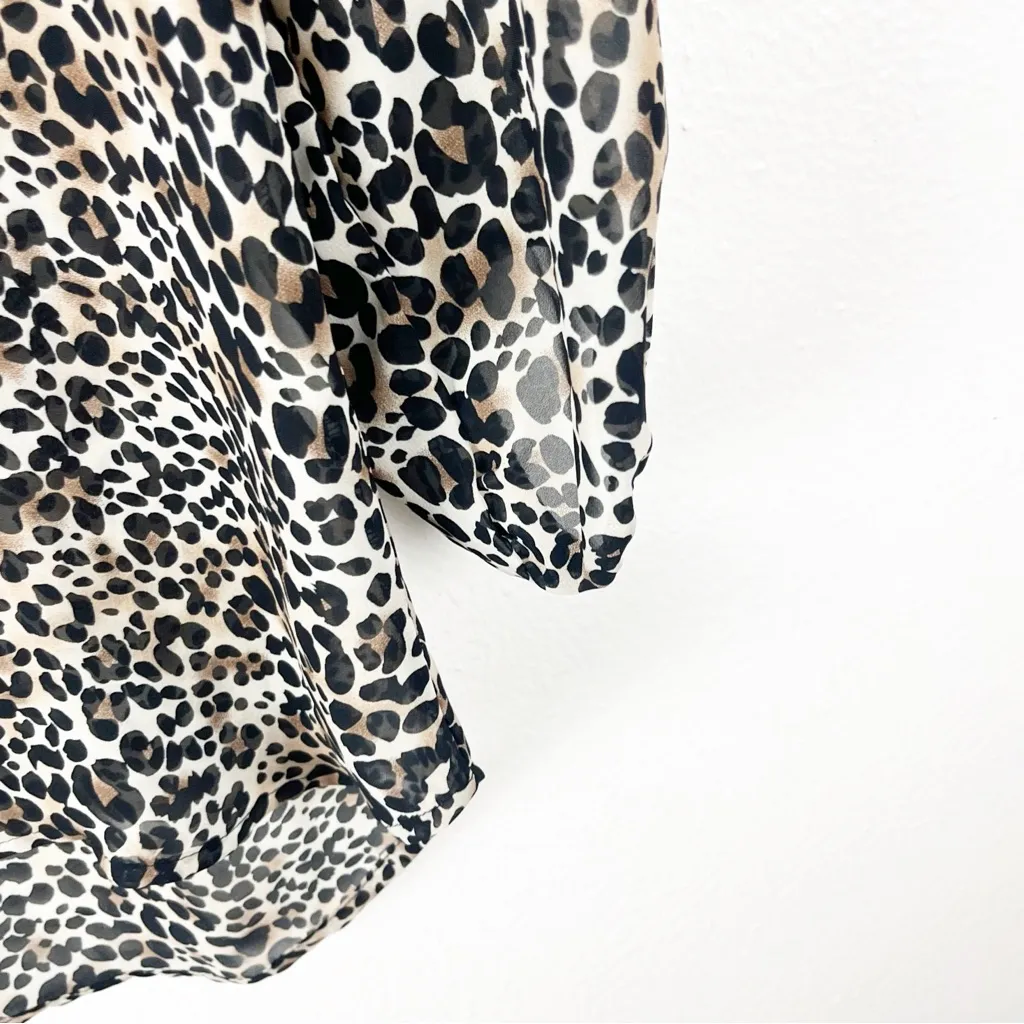 SHOW ME YOUR MUMU Animal Print Sheer Long Sleeves High Low Hem Top, Size Small - Image 7