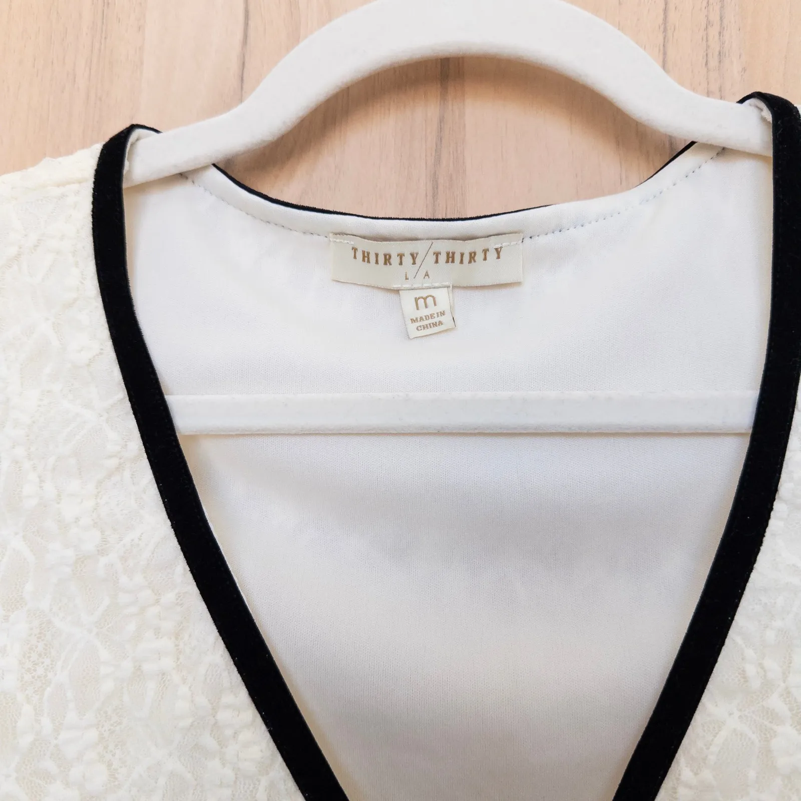 Y2K Thirty Thirty Lace Long Sleeve Mesh Top Sz M Cream Coquette Romantic Ballet Black Size M - Image 4