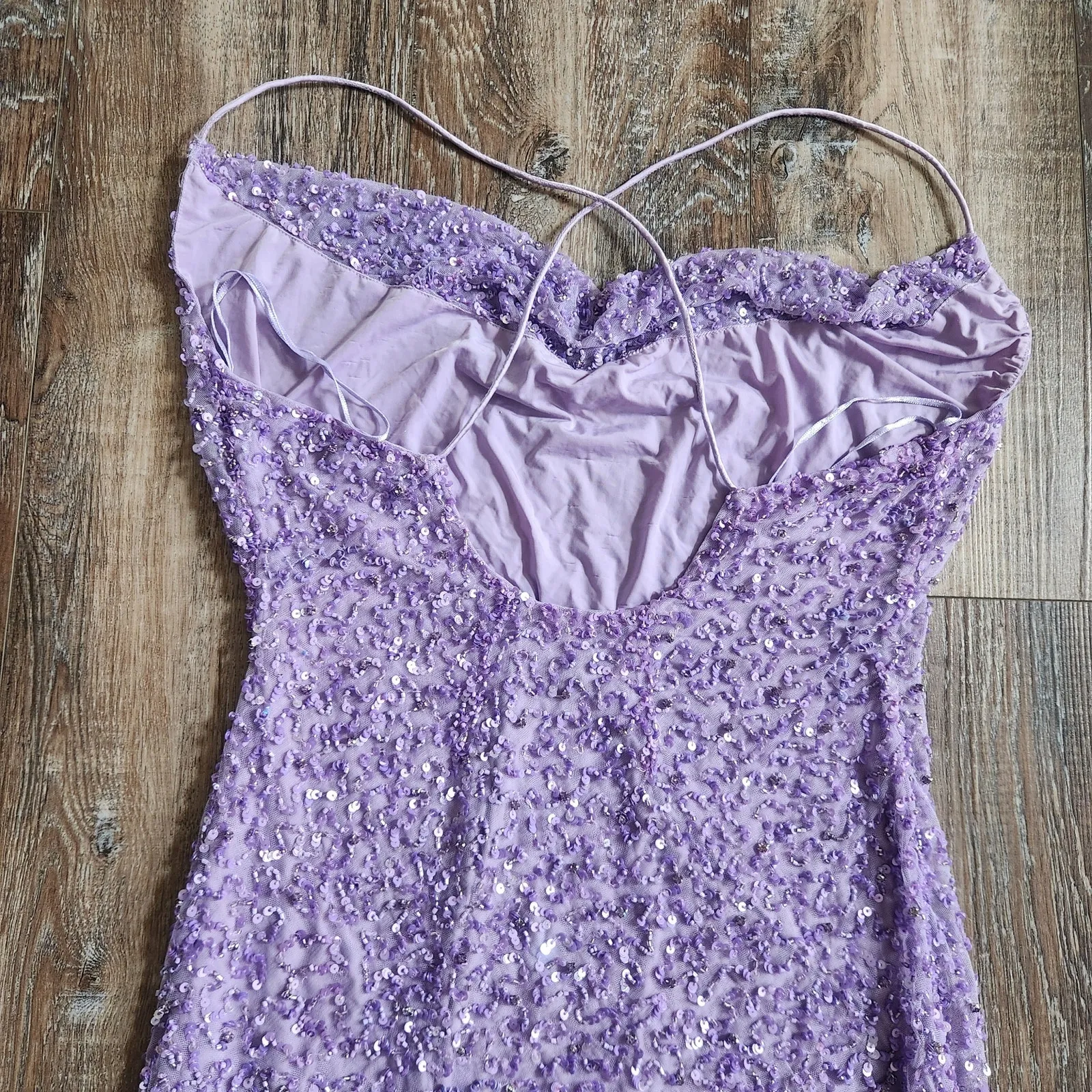 Retrofete Mich Sequin Dress Purple Size XS Sleeveless Cowl Neck - Image 7