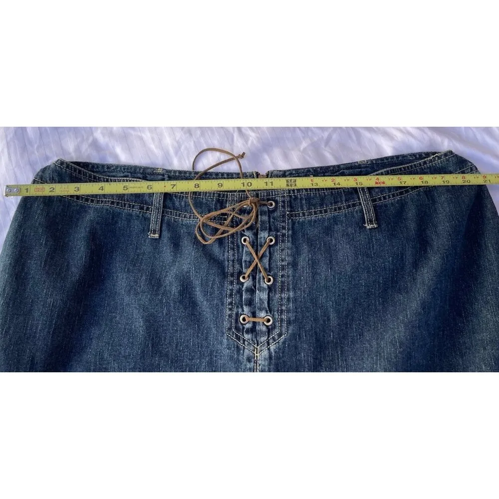 Vintage Faded Glory Denim Jean Long Skirt Women’s sz 20W Western Boho String - Image 4