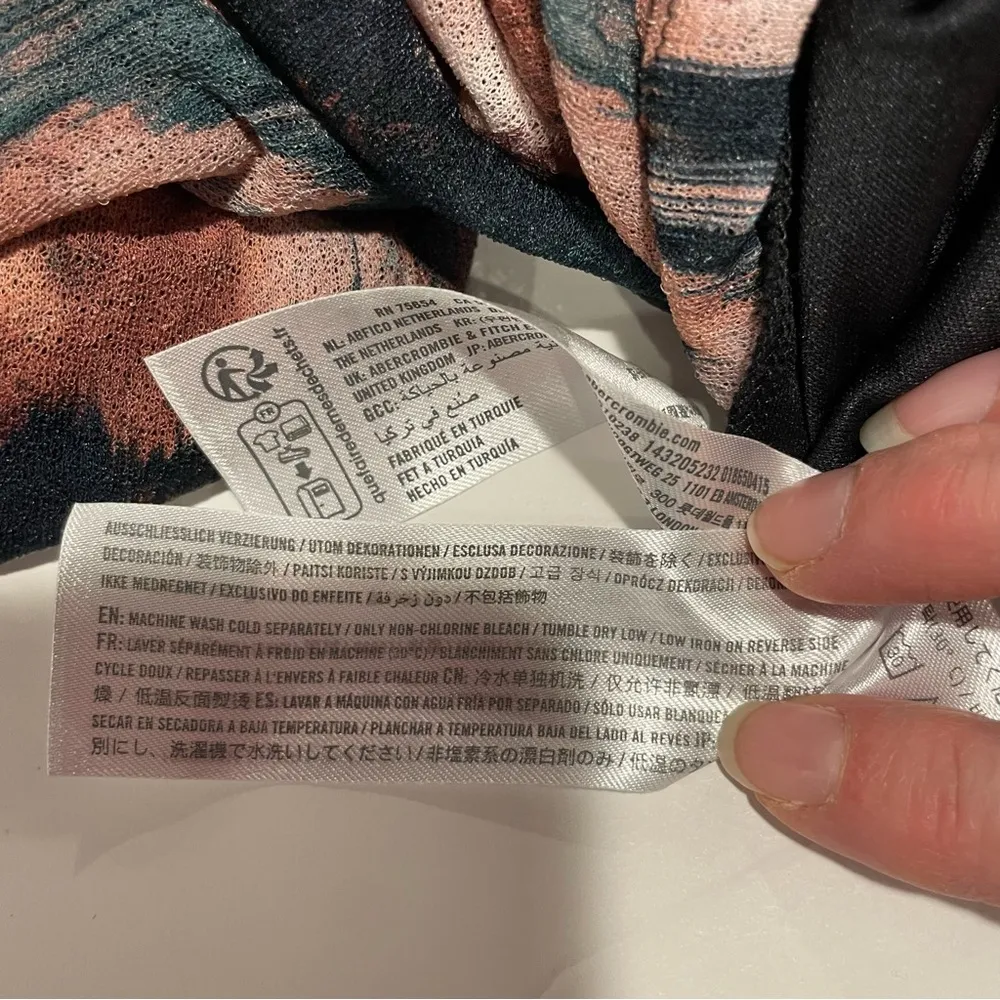 Abercrombie & Fitch mesh floral stretchy midi side ruched skirt - Image 7