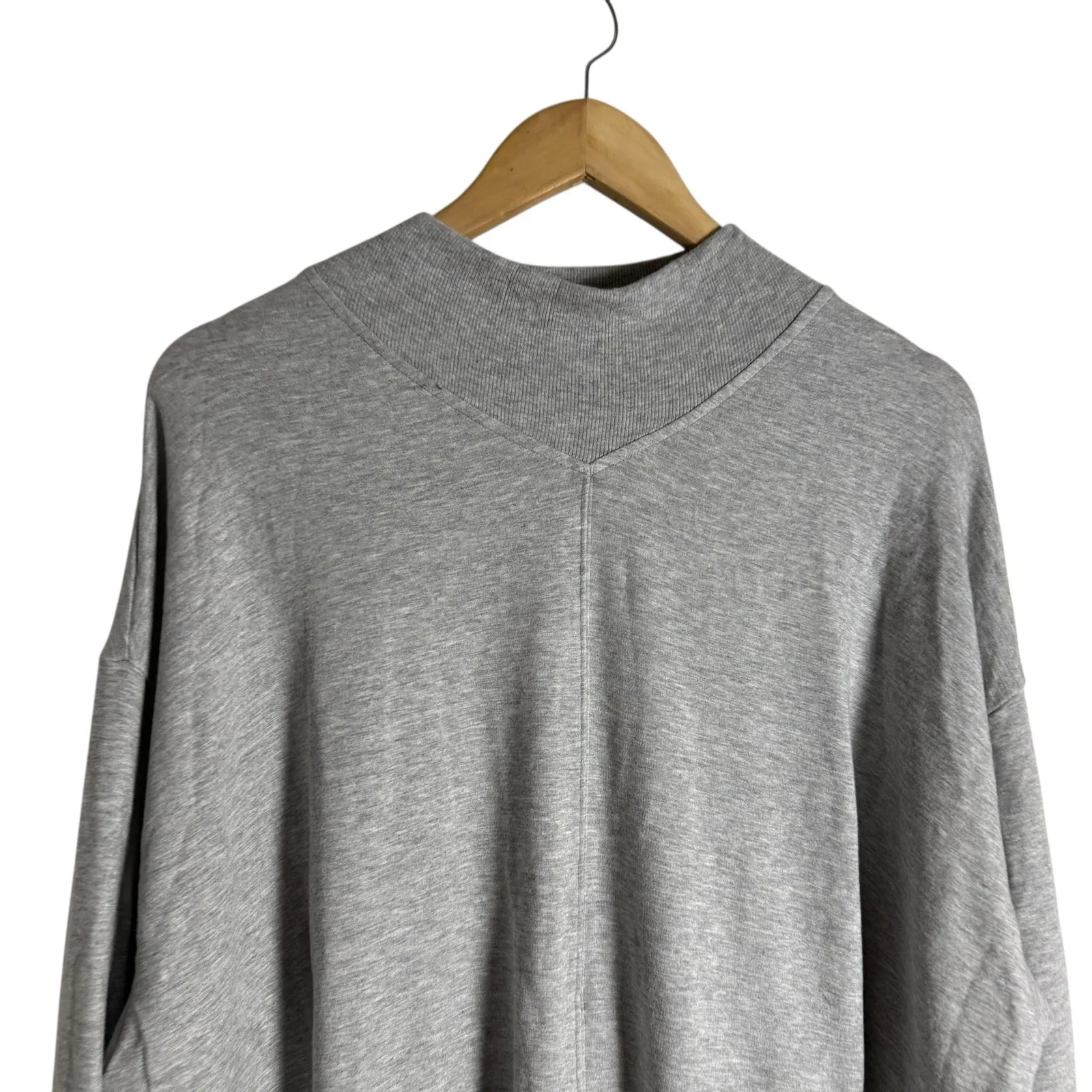 Athleta Apollo Gray Modal Mock Neck Long Sleeve Pullover Sweatshirt Size XL - Image 3