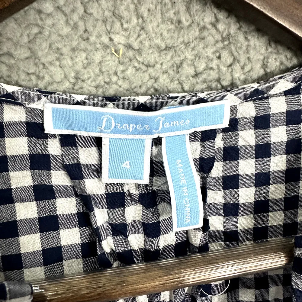 Draper James  Top Womens 4 Blue Gingham Plaid Sleeveless Lightweight Boho Western - Image 2