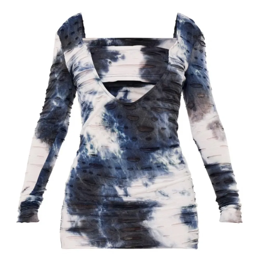 PrettyLittleThing Cut Out Long Sleeve Bodycon Dress, Blue, Size 4, NWT - Image 5