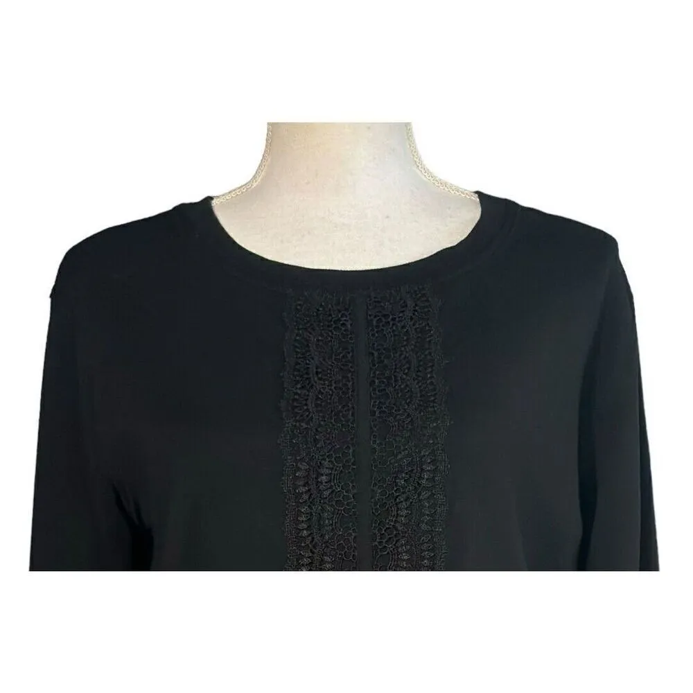 Karl Lagerfeld Sweater Size Small Lace Black Minimalist Preppy Dainty Goth Work - Image 4
