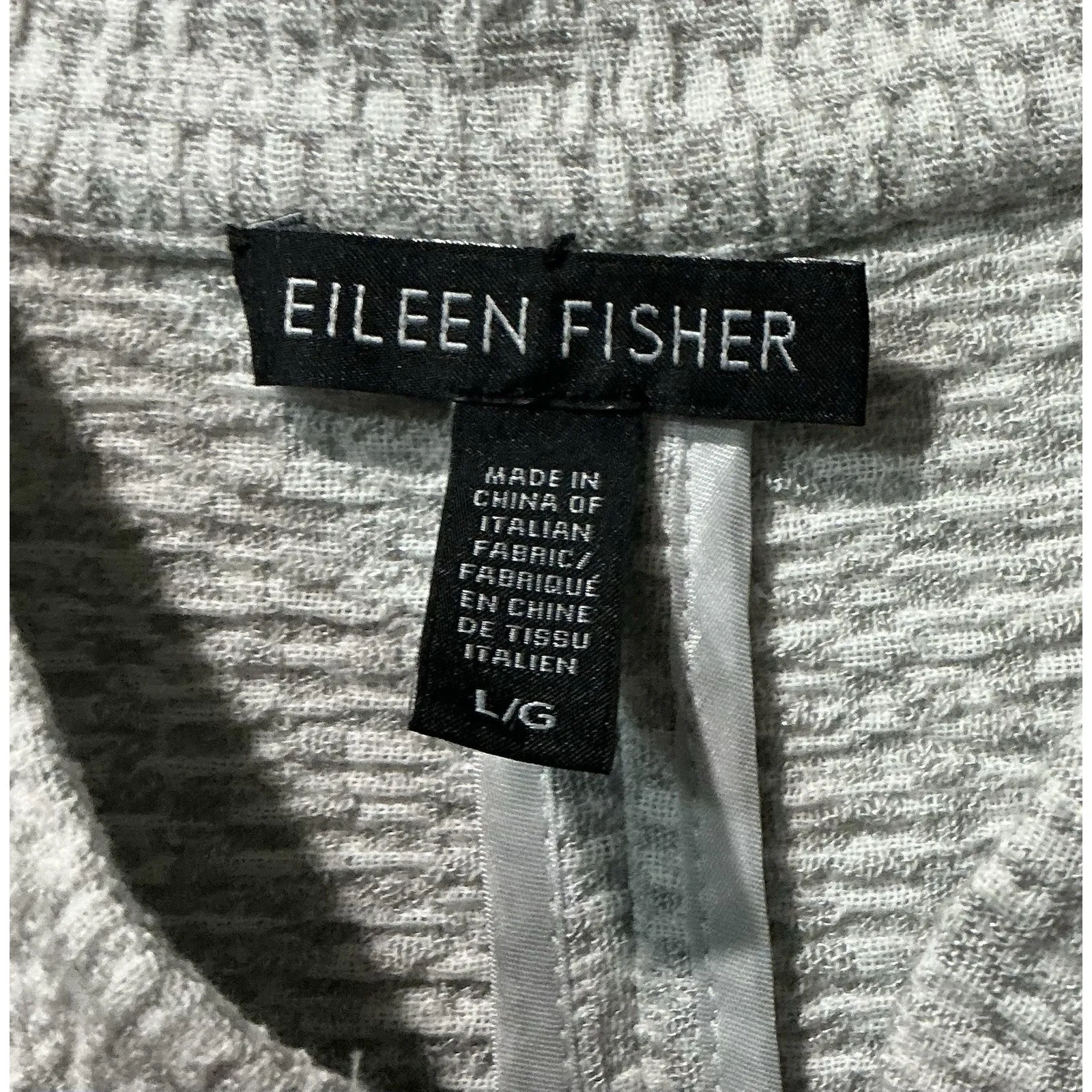 Eileen Fisher Dark Pearl Textural Cotton Tencel Stretch Stand Collar Jacket L - Image 4