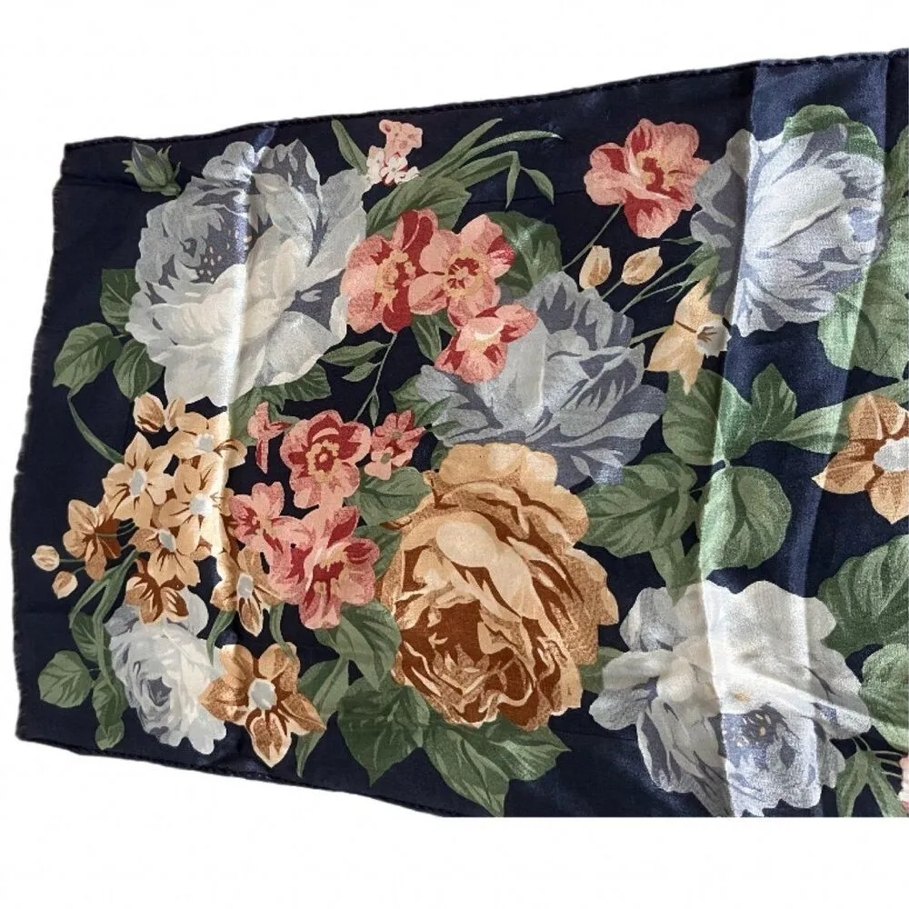 accessory street vintage silk floral scarf Blue - Image 4